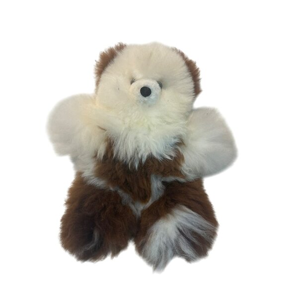 Real Alpaca Fur Creamy White Teddy Bear 12" Stuffed Plush Luxurious Soft Fur - Picture 1 of 7